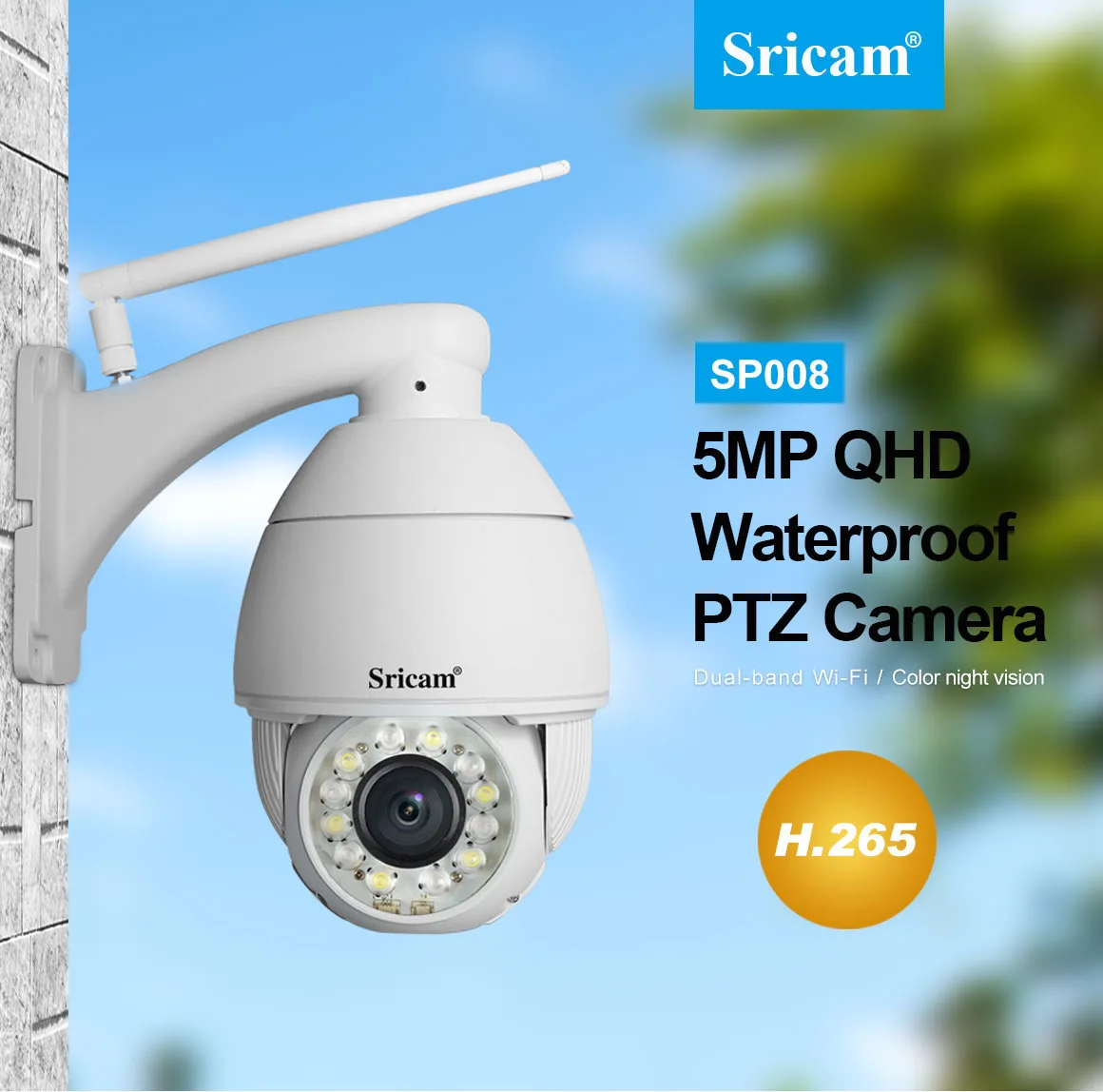 Sricam SP008 5MP 5G Wifi IP Thông Minh Camera Ngoài Trời Chống Nước Không Dây Quan Sát 4 "PTZ Starlight Full Tầm Nhìn hệ Thống Giám Sát