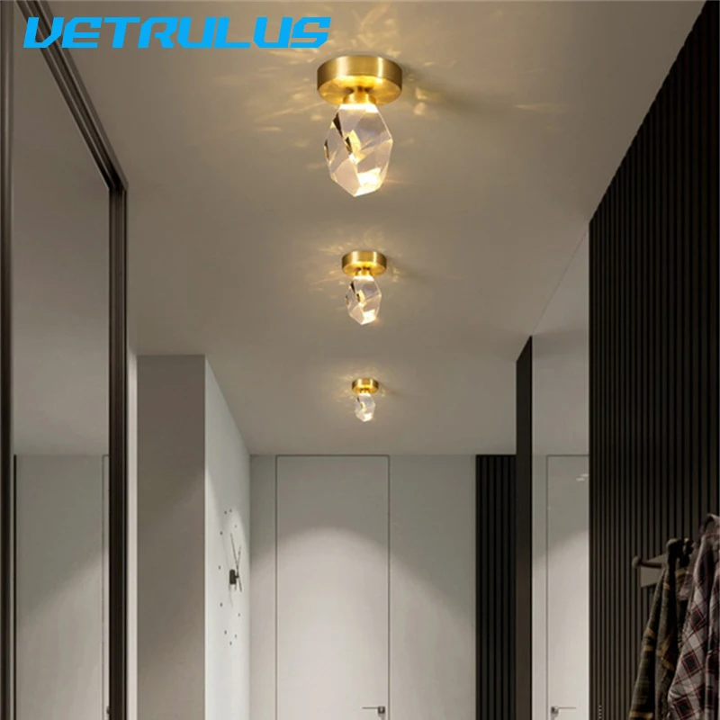 Modern Diamond Chandelier Led Crystal Ceiling Lamp Corridor Pendant Light Aisle Cloakroom Decor Home Fixture Entrance Lustre