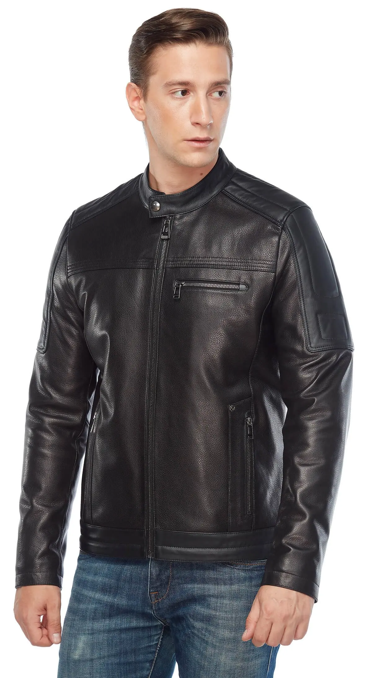 Crisby Leather Sports Black Leather Jacket Original Lambskin autunno inverno 2022 Biker Slim Large Size VintageTürkiye