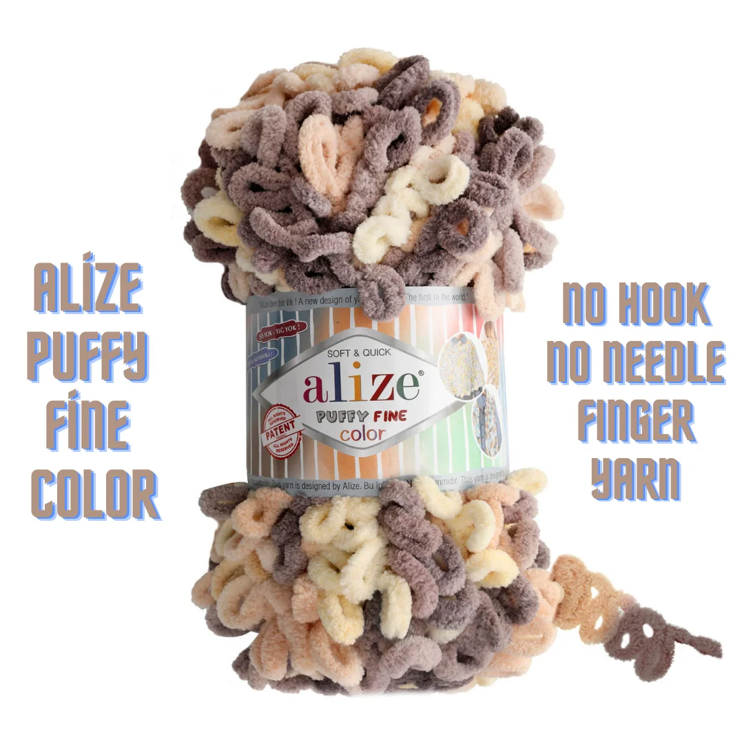 Alize Puffy Fine Color Yarn DIY Kids Scarf Blanket Sweater Plush Baby Kids Blanket  Plaid Finger Knitting No Hook No Needle