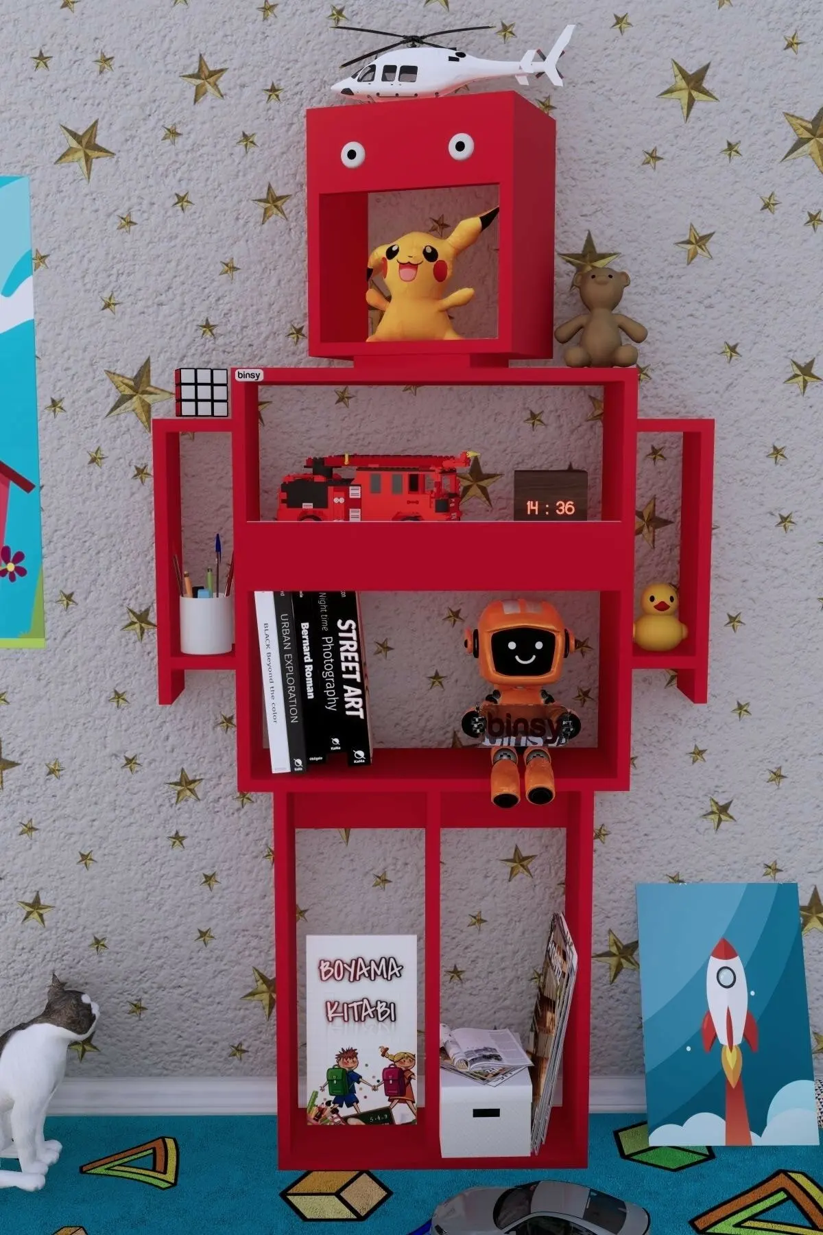 

Child bookshelf robot cute cheerful color rack bookshelf child bookcase for room