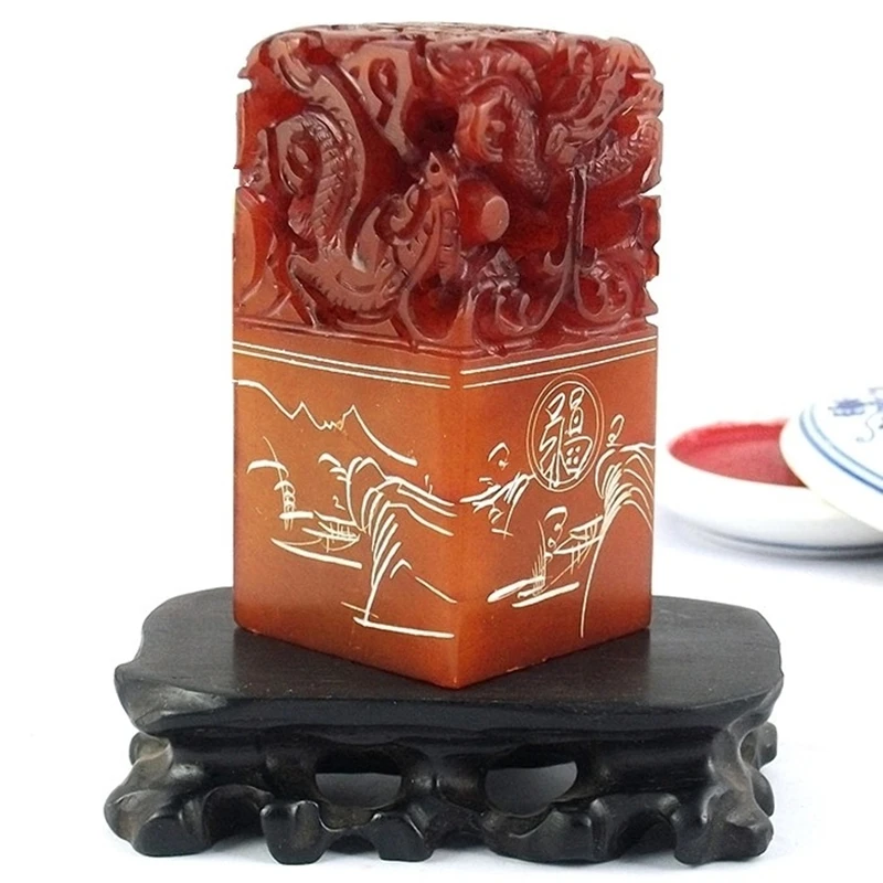 

Custom Chinese Seal Custom Chinese Name Stamp Chop Free Chinese Name Translation Ink Seal with Dragon Engraving