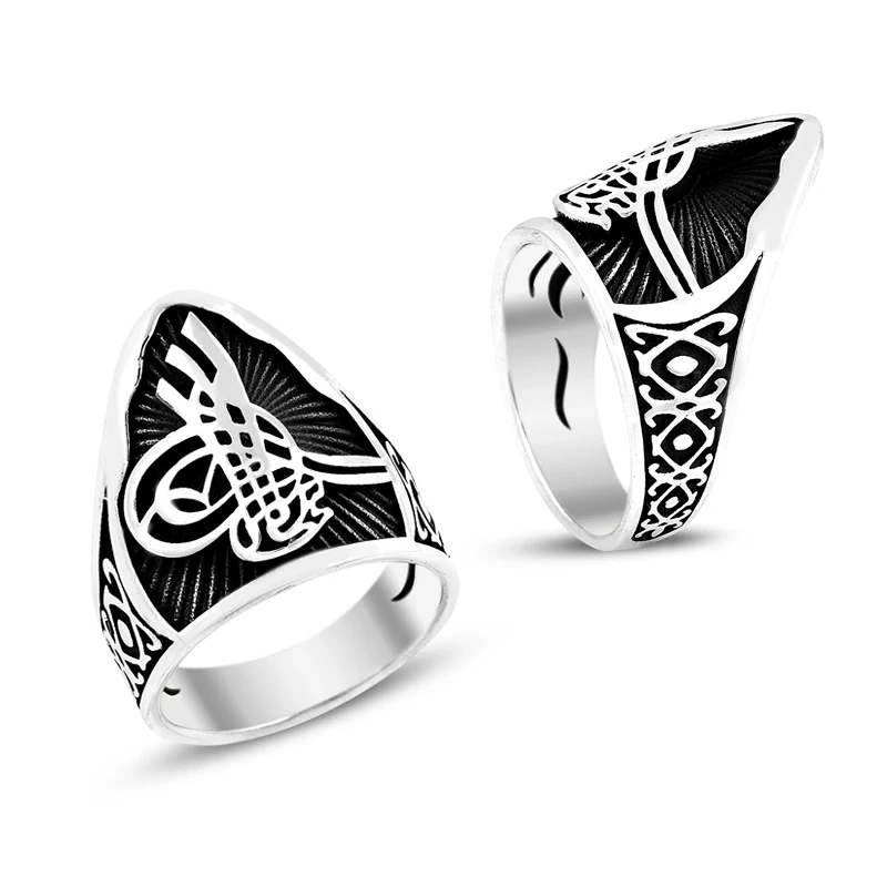 925 Silver Classic Ottoman King Symbol Rings for Men