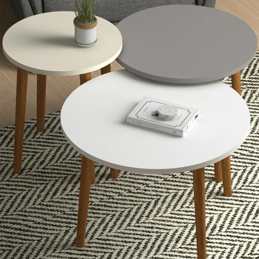 3 pcs Coffee Table Tea Coffee Service Table Round Living Room Commode, Sofa Table Side Table Nesting Table Service Table Quality