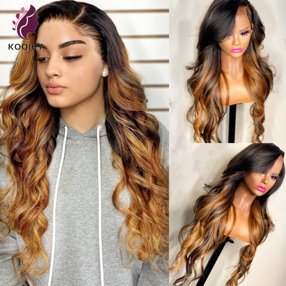 

Highlight Brown Color Lace Front Wigs Malaysian Remy Hair 13x4 Human Hair Wig Body Wave Blonde Color Silk Top Lace Wig For Women