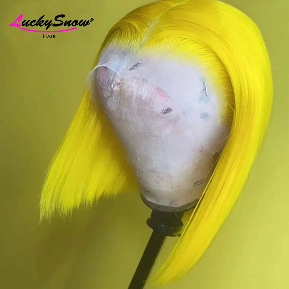 2026-high-quality-colored-bright-yellow-straight-short-bob-transparent-13x4-lace-frontal-wig-180-density-beauty-hot-sale