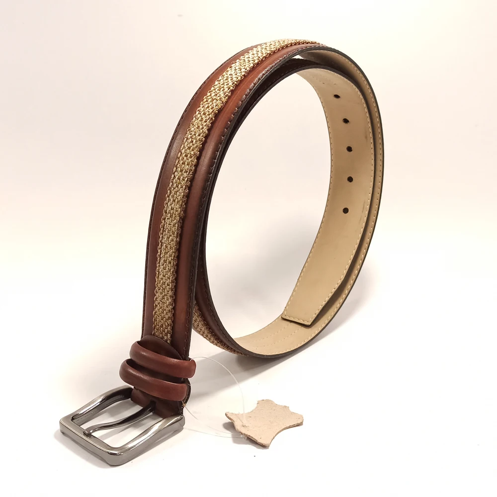 Men Genuine Leather Tan Belt Metal Buckle New Fashion Casual Male Waistband Natural Cowskin Luxury Business Suits Jeans Strap