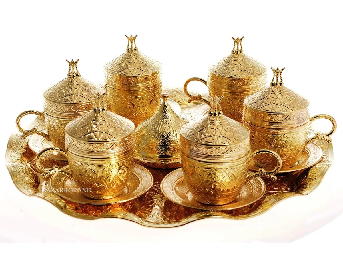 WHITE-YELLOW-MINI-ANTIQUE COPPER-ANTIQUE SIX-YELLOW COFFEE SET-DOUBLE COFFEE SET - SIXED COFFEE SET FREE SHİİPİNG