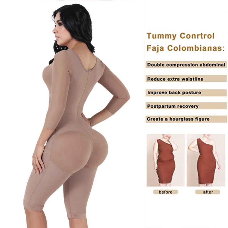 Fajas Reductoras Y Modeladoras Mujer Long Waist Trainer Body Shaper With Brassier And Sleeves Tummy Control Shapewear