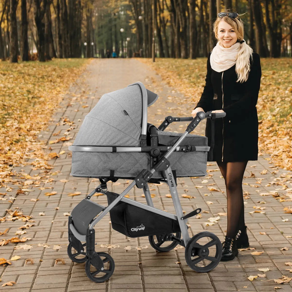 Baby stroller Kiwi City Way 5 in 1 Stroller, Carry Cot, Carrying Seat, Nursing Bag, Raincoat,