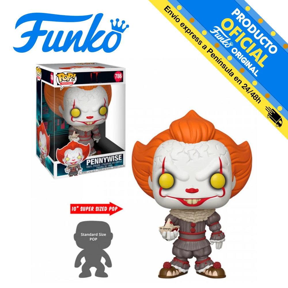 Funko Pop! IT - Pennywise with boat 25cm 786 number 40593 reference original toys Boys Girls gifts collector figures dolls shop box new official license