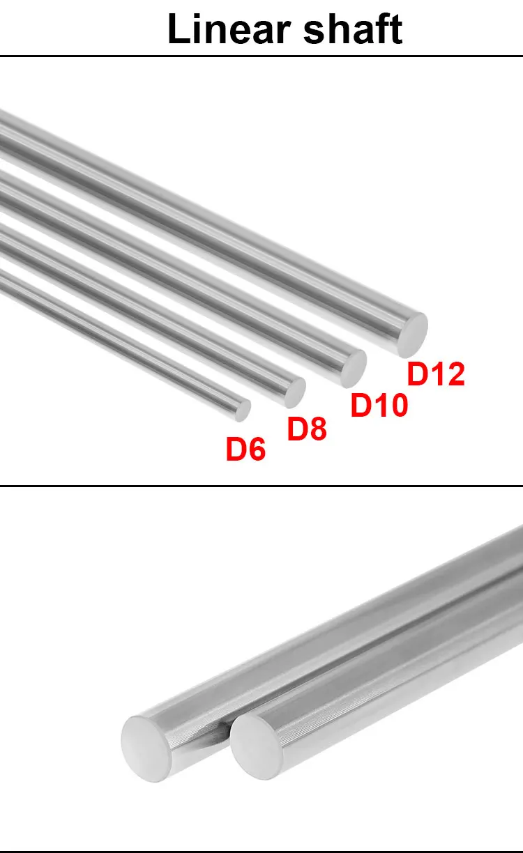 2pcs 6mm 8mm 10mm 12mm 400mm Linear Shaft 3D Printer Parts 8mm 400mm Cylinder Chrome Plated Liner Rods Axis