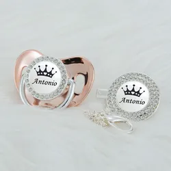 MIYOCAR Personalized black crown bling rose gold pacifier and clip BPA free dummy unique design SGS Approval  PWBC