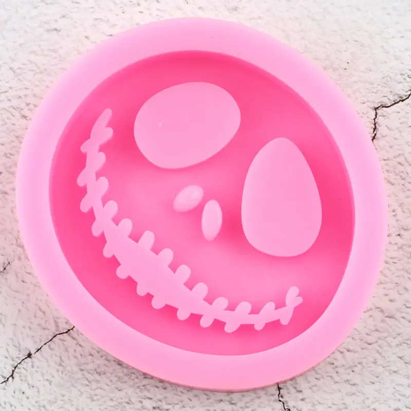 Skeleton Jack Face Phone Grip Silicone Mold Halloween Badge Reel Craft Keychain Epoxy Resin Molds Pendant Necklace Jewelry Mould