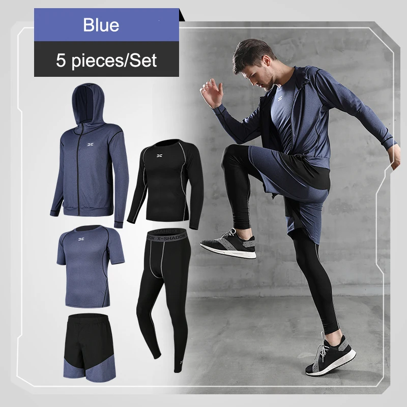 2021 Men Sportswear Compression Suits Breathable Gym Clothes Man Sports Joggers Training Gym Fitness Tracksuit Running Sets 4XL 2021 knitted two piece sets women pullover sweater and pants suit tracksuit o neck sweater loose trousers chic carrot pants set