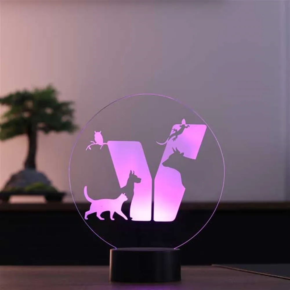 3D Led Lamp Veterinary Acrylic Table 12 Volt Adapter to The Daylight Design Wood Base Gift Vet Animal Lover Pet Cats Dogs Room Decor Anime Wedding Stranger Things Led Lights Wedding Decoration Nightlights Bedroom