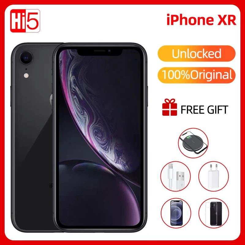 Apple-teléfono inteligente iPhone XR, smartphone 4G LTE con pantalla LCD completa de 6,1 pulgadas, reconocimiento facial, NFC, 64GB/128GB/256GB de