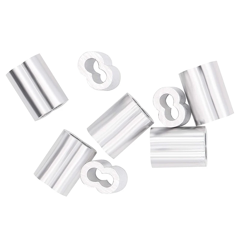 304 Stainless Steel 18pcs Wire Rope Cable Clip/Clamp 18pcs Thimble 18pcs Aluminum Crimping Loop for 4mm Wire Rope Cable M4