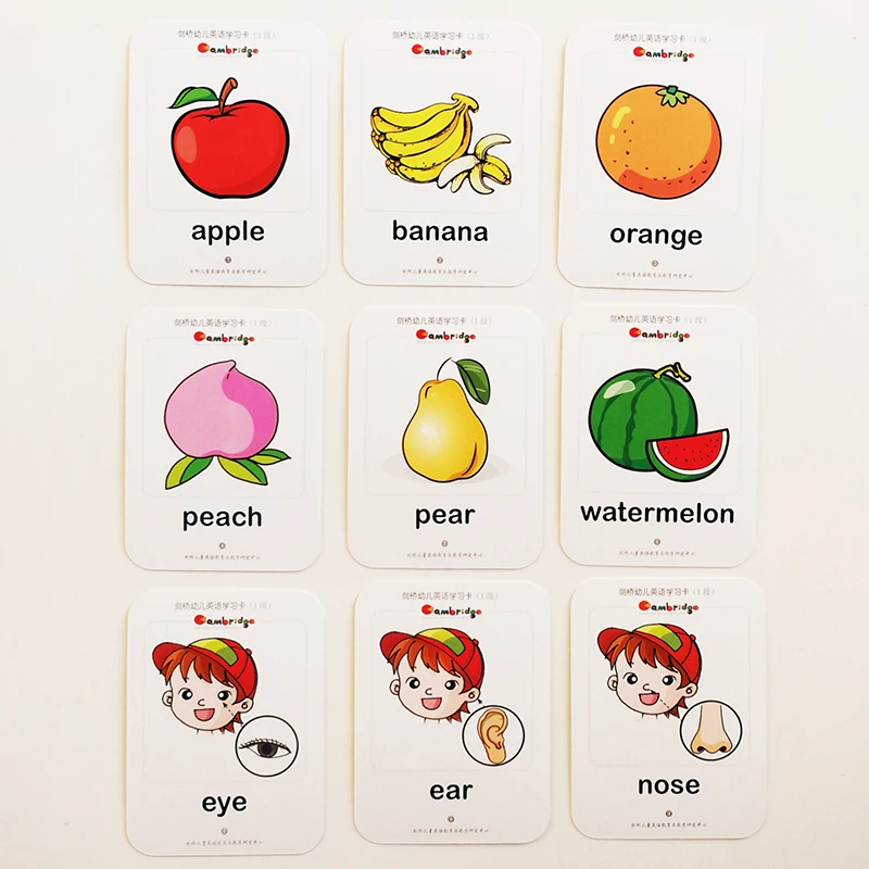 3Boxes/Set 56Pcs/Box Cambridge Preschool English Flash Cards for Babies/Toddlers Language Learning Tools Education Material