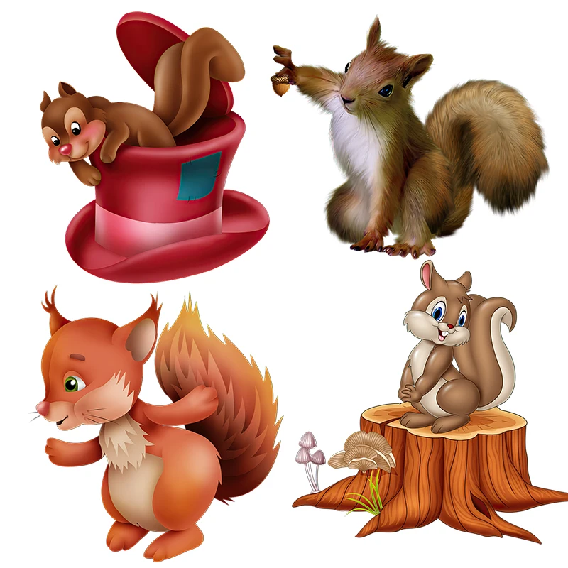 Three Ratels CX62 Lovely forest squirrel cartoon animal wall sticker kid's place decoration