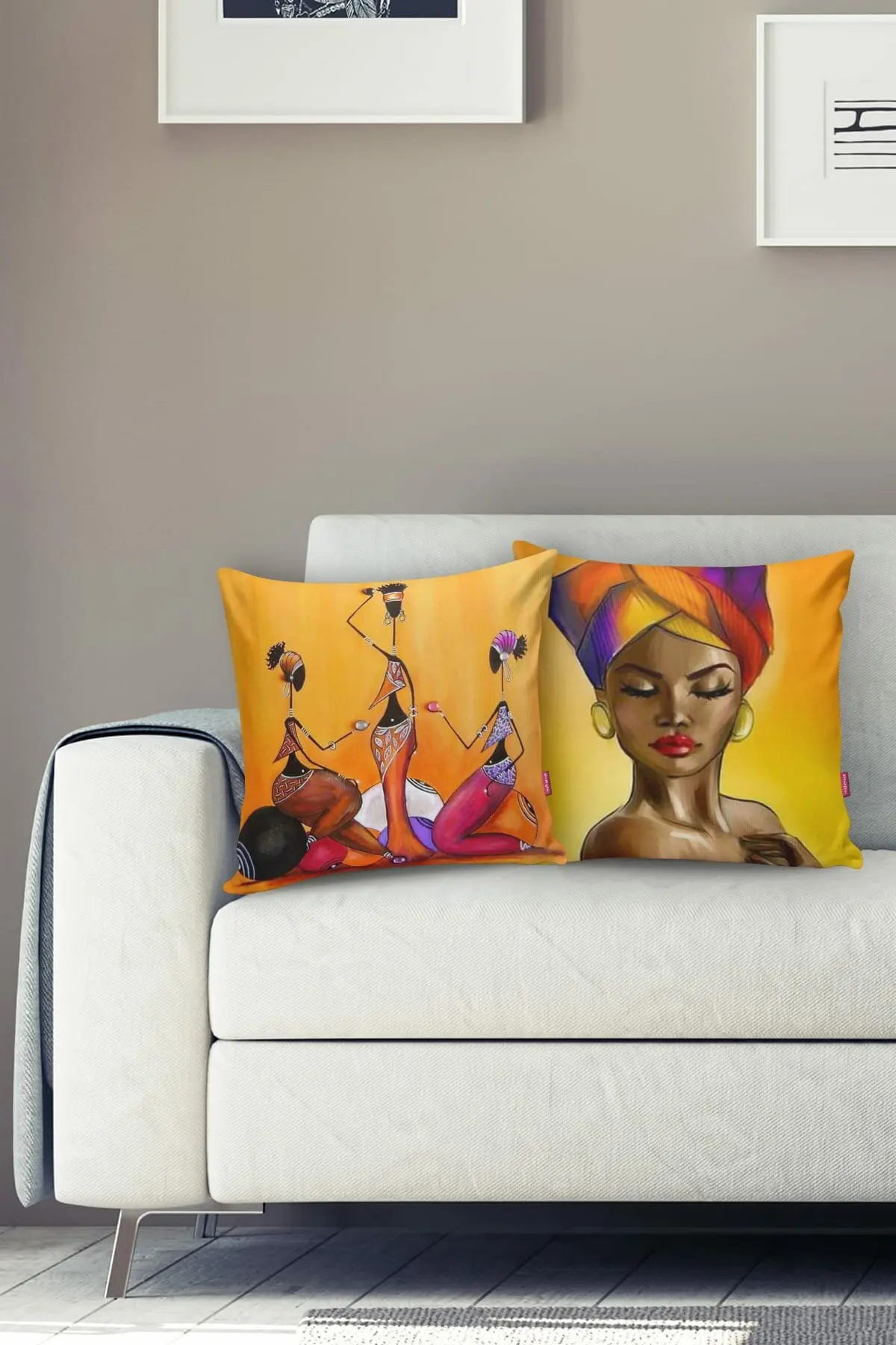 Conjunto de capa de almofada decorativa de motivo africano de 2