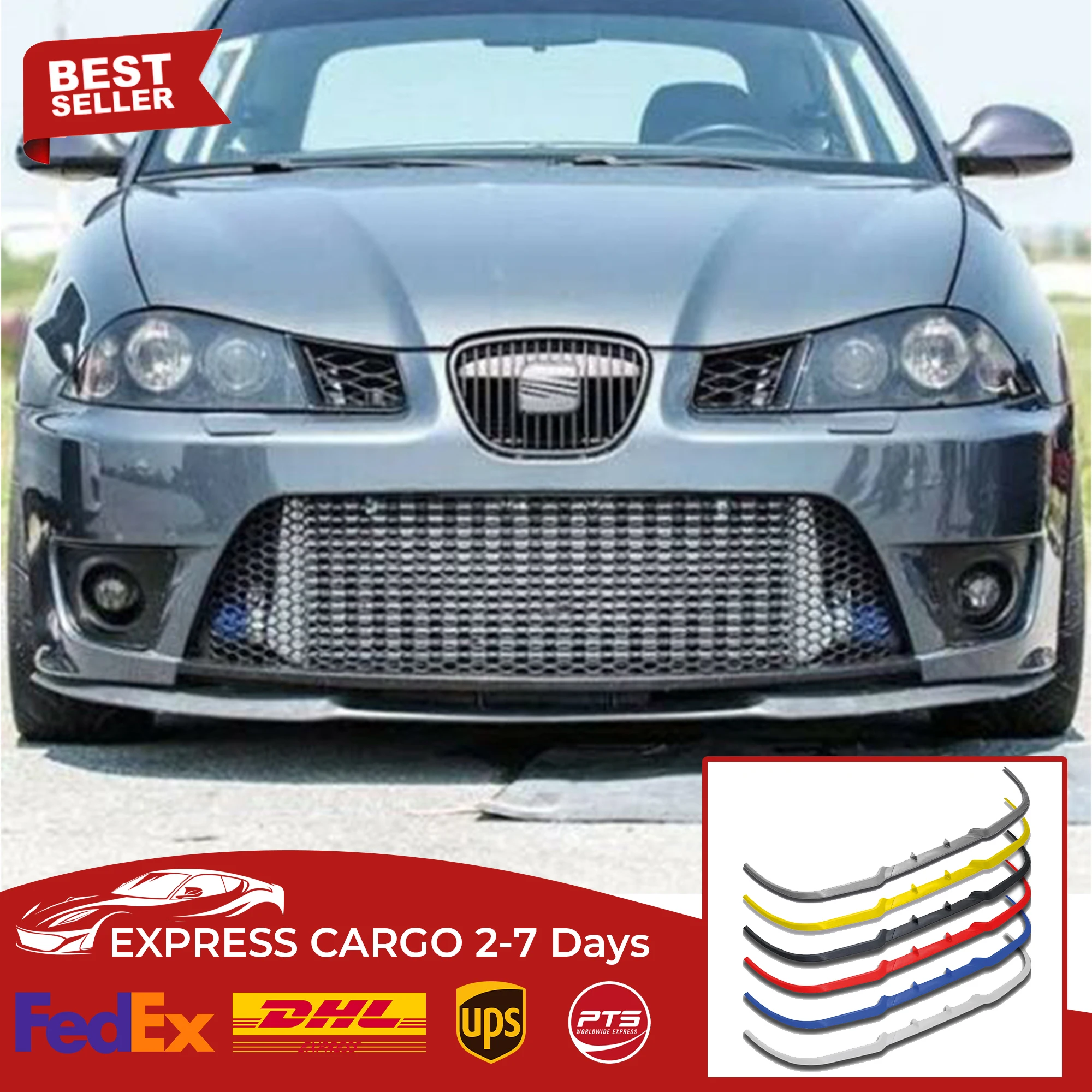 For Seat Ibiza MK4 6L -08 CUPRA R FRONT SPOILER BUMPER LIP Euro Spoiler Lip Universal 3 pcs Body Kit