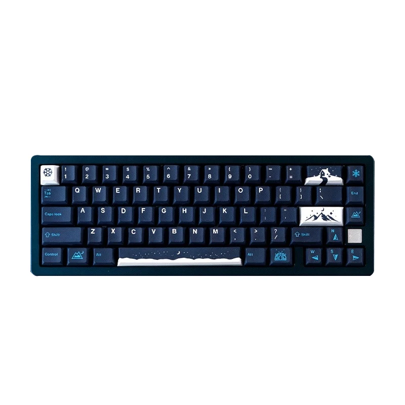 

Snowy Night PBT 5 Sides Dye Sublimation Keycaps Cherry Profile 129 Keys/Set With 1.75U 2U Shift For 64 68 84