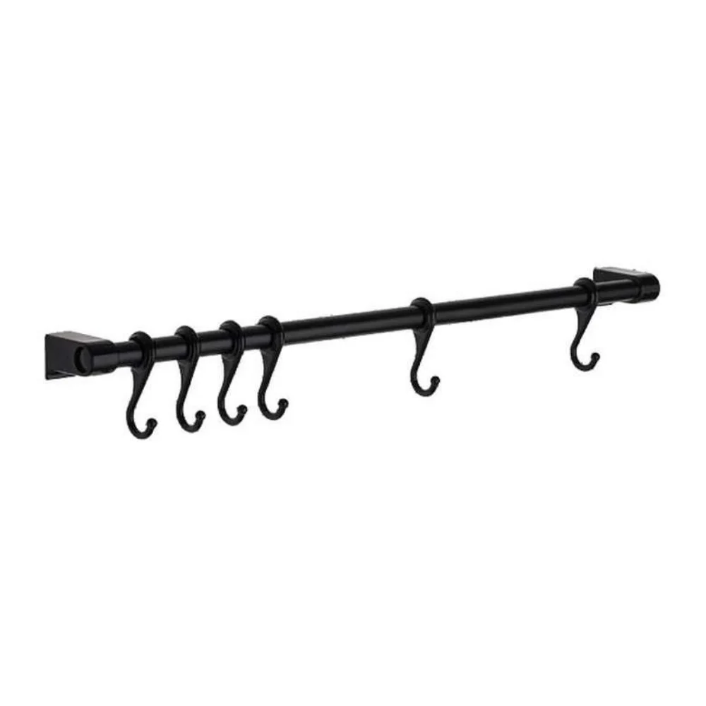 6 Hook 53 cm Black kitchen hook pantry shelving Bar kitchen rack American style space aluminum frame kitchen utensil tool