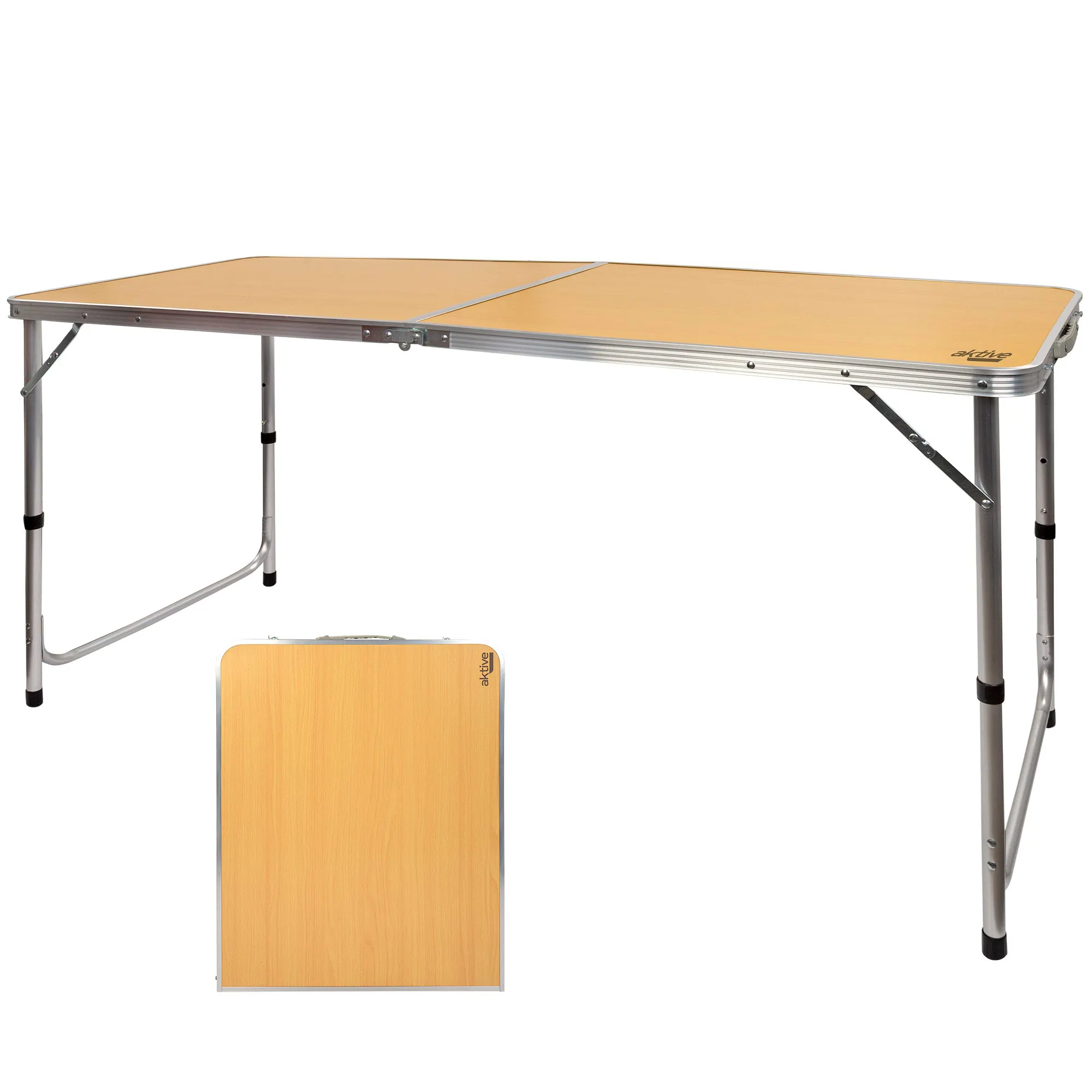 Folding table height adjustable camping Wood Aktive 150x60x70 cm, folding camping table, outdoor folding tables, portable folding table, camping tables, outdoor garden table, folding camping tables