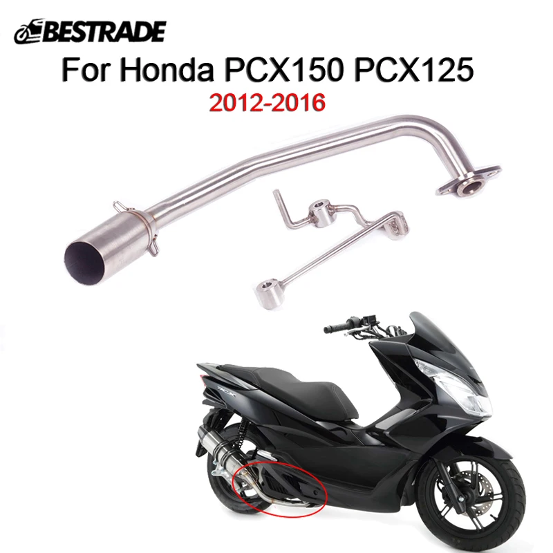 For Honda PCX150 PCX125 2012-2016 Motorcycle Front Link Pipe Header Middle Connect Tube Slip On 51mm Stainless Steel