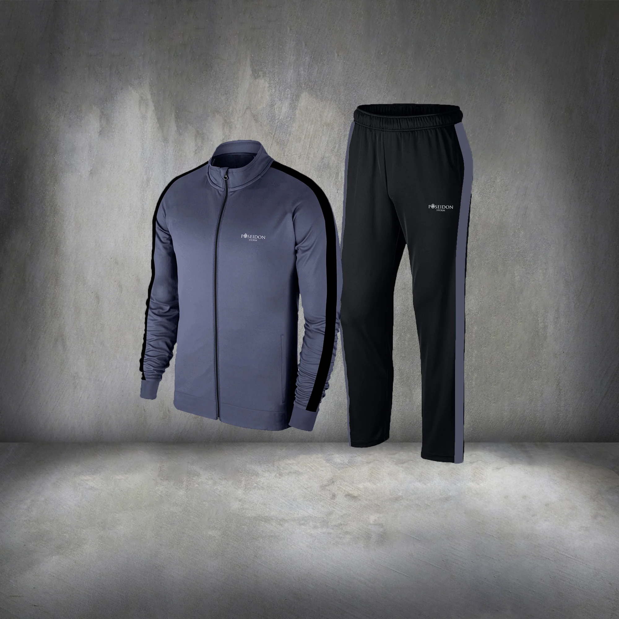 

Men's Dark Grey Interlock Fabric Zippered Casual Running Suit S-3XL