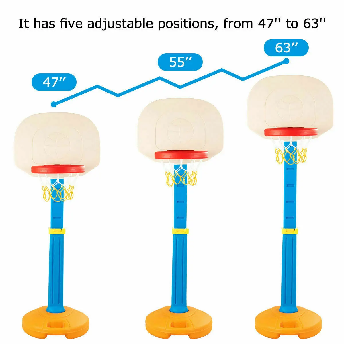 เด็กเด็กยืนบาสเกตบอล Hoop ปรับความสูงในร่มกีฬากลางแจ้งของเล่น TY325111