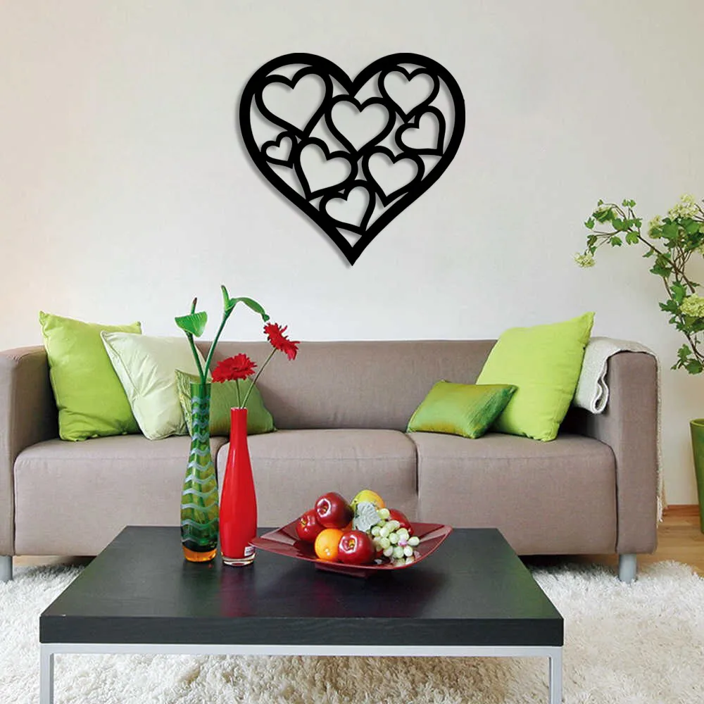 Small Hearts Inside a Big Heart Wall Room Home Accessory Wooden Table 50x47cm