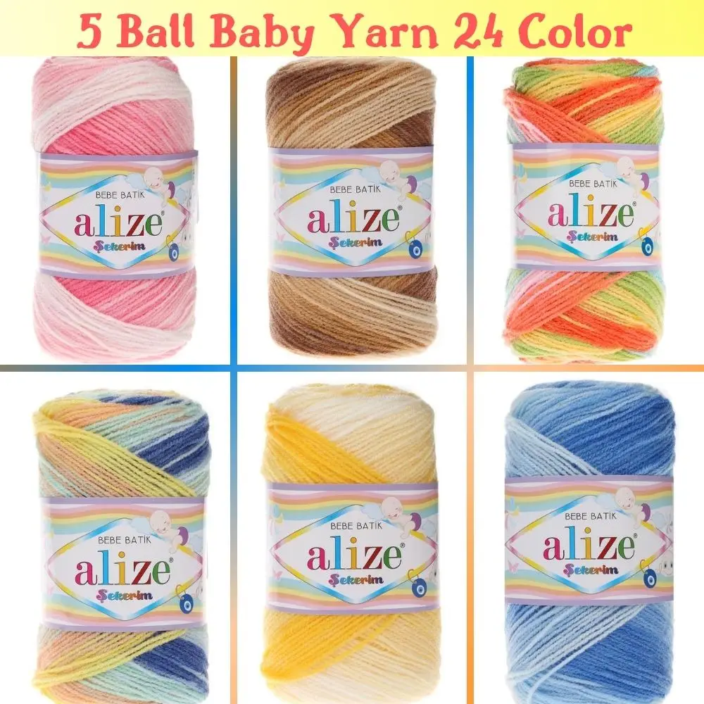 

Baby Hand Knitted Yarn (5 Ball) 320 Meters(100gr) 24 Color Options Acrylic Hand Knit Yarn - Alize Sekerim -DIY-Scarf - Beret - Blanket - Cardigan - Dress - Made In Turkey - High Quality