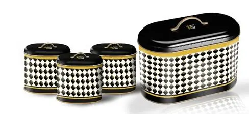 4 Pieces Checkered High Quality Storage Box Case Food Set Organizer Kitchen Pantry Bottle Spice Legume Spaghetti Rice Bread