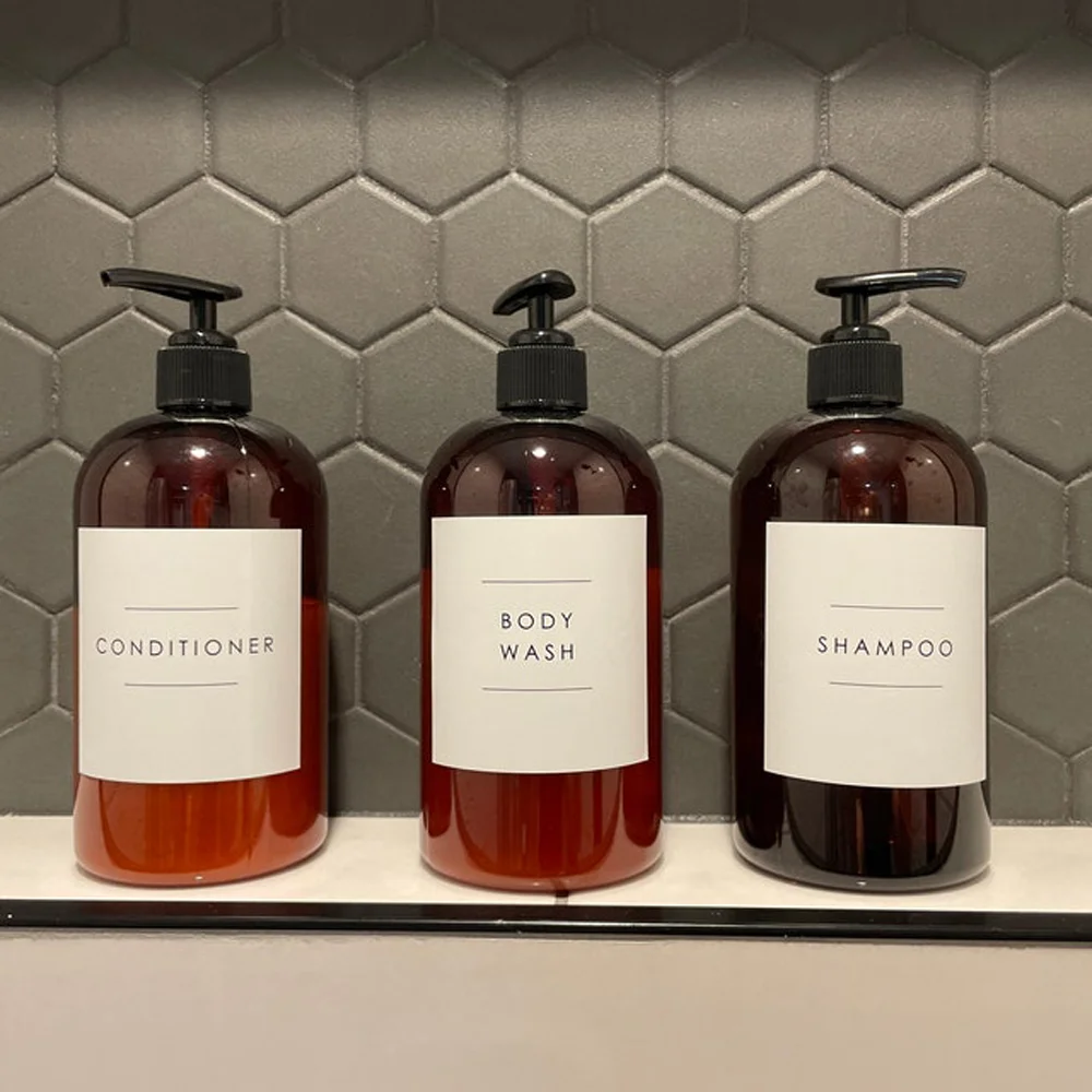 Personalized Hand Soap, Personalized Minimalist Water Resistant Labels, Shampoo Conditioner Dish Soap and Bathroom, Modern Label