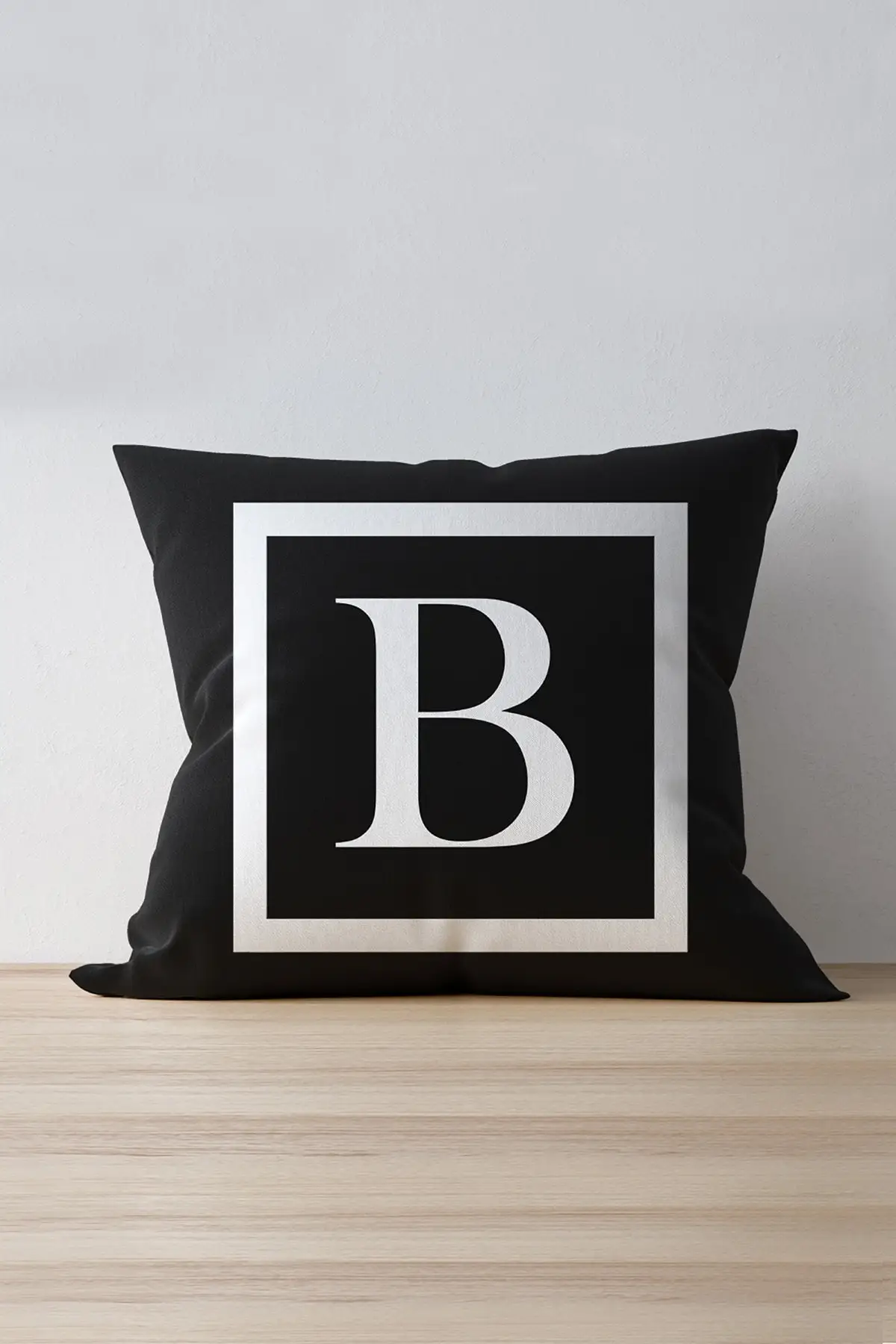 Pillow Case Alphabet B Character  43x43 Cm Free Shipping Black And White