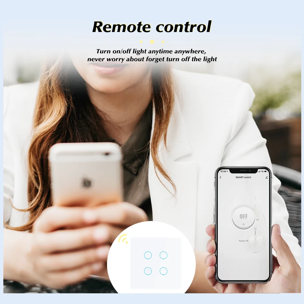 WiFi Smart Light Switch EU US AC100-250V Wall Glass Panel  Voice Control Timer Work With Tuya APP Alexa Yandex Alice Google Home