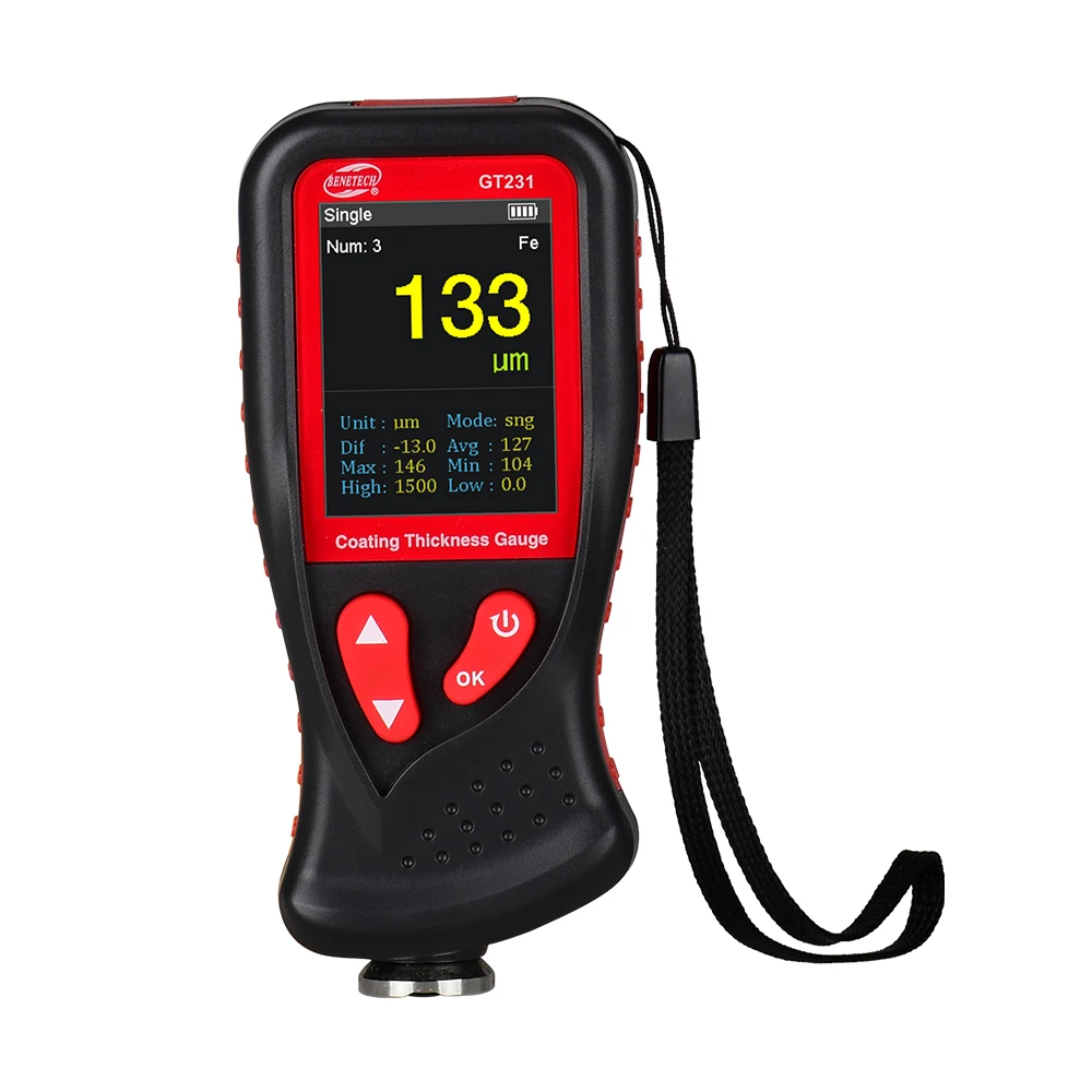 Benetech-デジタルスルーコーティング厚計、gt231、0-1800度充電式、車の塗装厚計、車のフィルム厚、5個