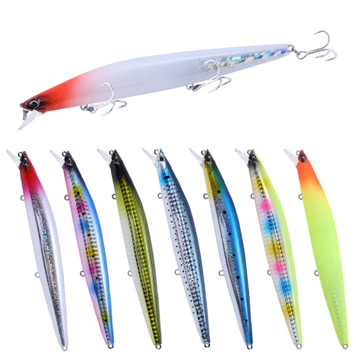 Imagen 2 del producto Señuelo de pesca Minnow Wobbler de 14,5 cm y 23g, cebo duro Artificial de transición de peso flotante de fundición larga, cebo de lubina para pesca en el mar