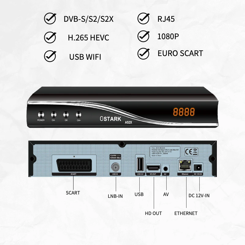 Offer Ostark satellite receiver AS2X DVB s2 s2x RJ45 Full HD by SCART, USB WIFI, STALKER, ETHERNET port Shipping from Spain