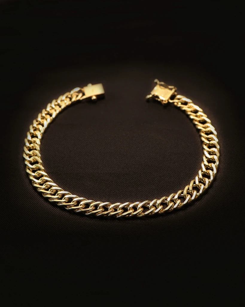 GRUMET 7MM Old Coin Bracelet Identical to 18K Gold (Eternal Guarantee in Color) Does not peel, does not darken