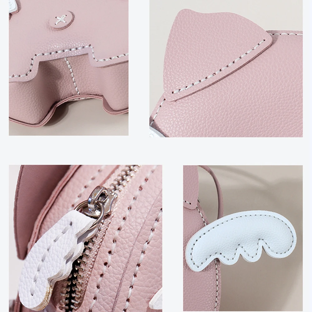 Mini pink Piggy 2022 New One-shoulder Messenger Woven Gift DIY PU Leather High Capacity Hand-stitched Self-made Material Bag