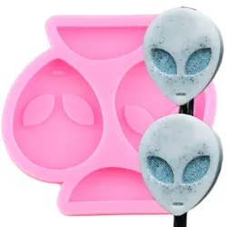 3D Alien Face Silicone Straw Topper Mold Candy Chocolate Fondant Cake Decorating Tools DIY Craft Keychain Epoxy Resin Moulds