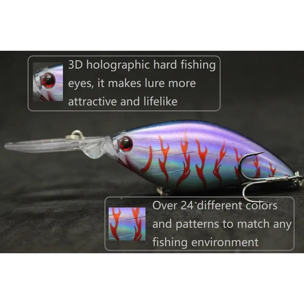 wLure Crankbait Fishing Lure 11cm 18.5g with Reflection Foil Wobbler Deep Diver 4-5 Meters Tight/Fast Action C739