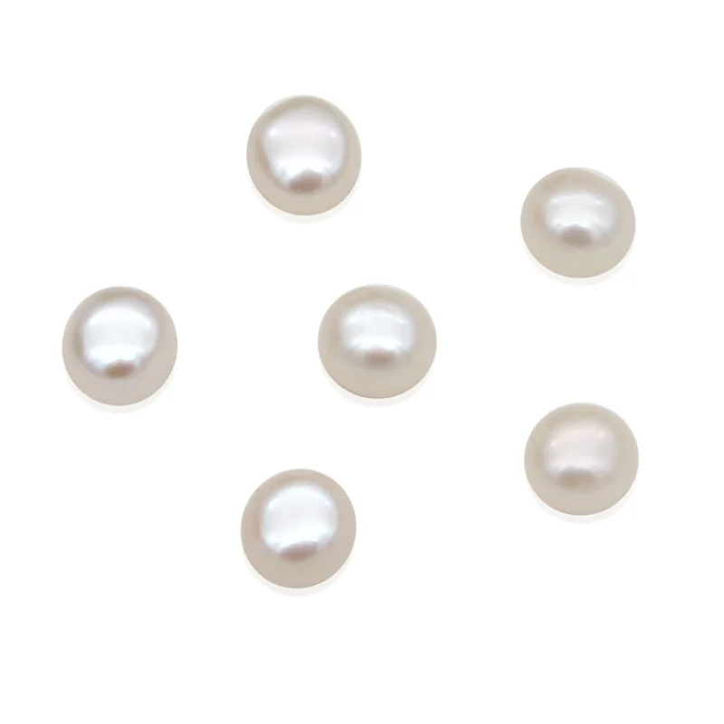10pcs Natural Fresh Water White Pearl Half Drilled Beads Semi Hole Button Round Flat Back A Grade For Earring Making Jewelry