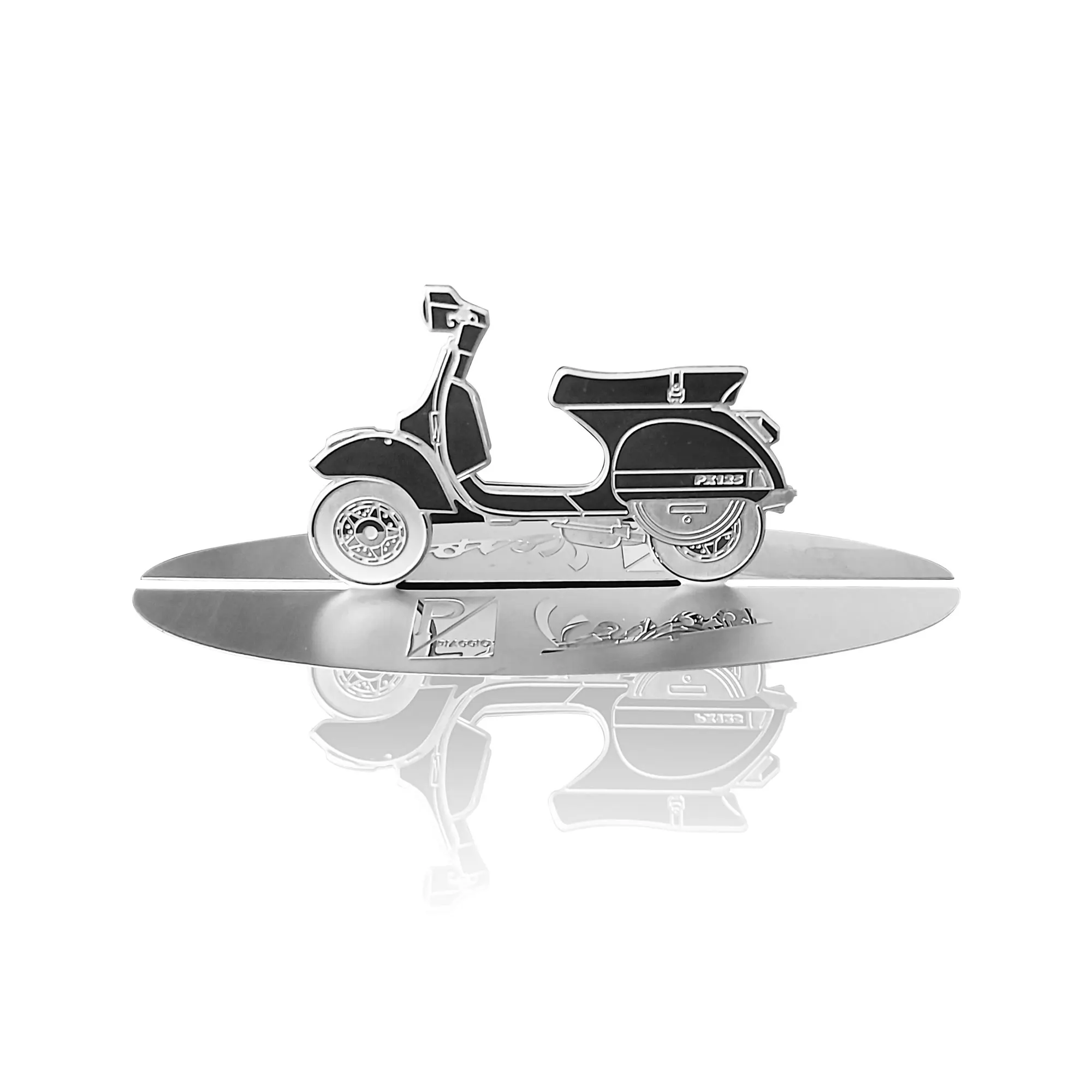 Diecast model shape engraved Vespa Piaggio stainless steel