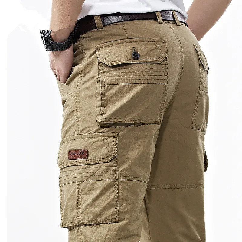 Pantalones largos tácticos con múltiples bolsillos para hombre, ropa informal de talla grande 42 para exteriores, pantalones Cargo de algodón, pantalones vaqueros holgados para primavera