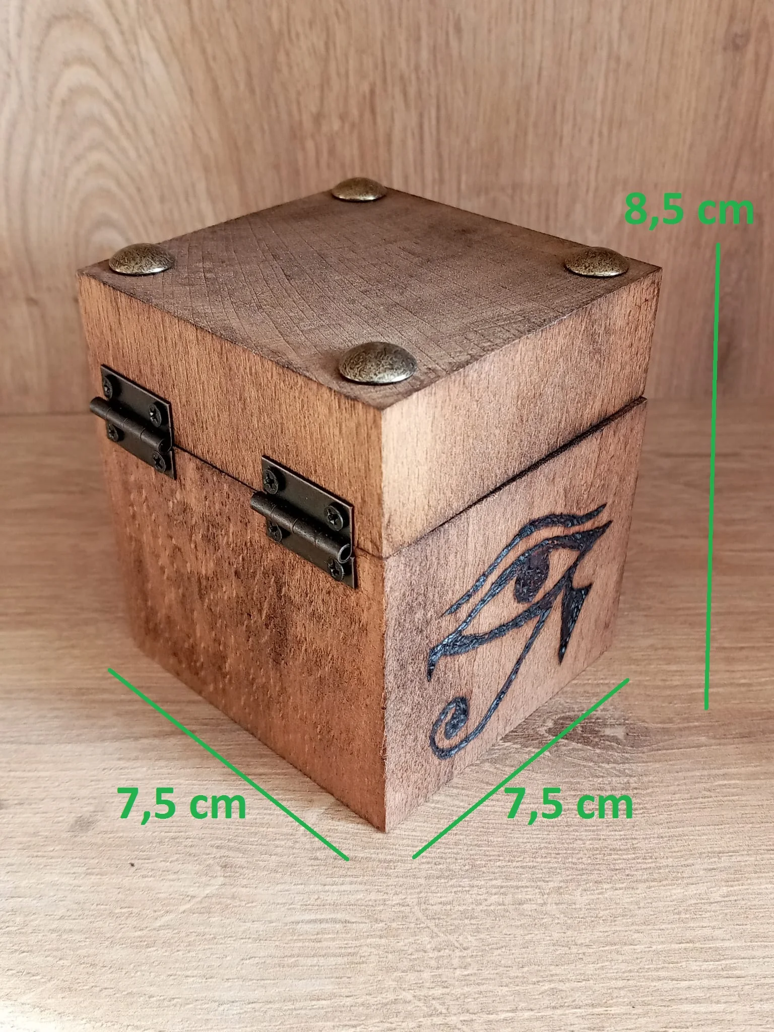 Ancient Egyptian Decor Rustic Wood Wedding Ring Necklace Box.