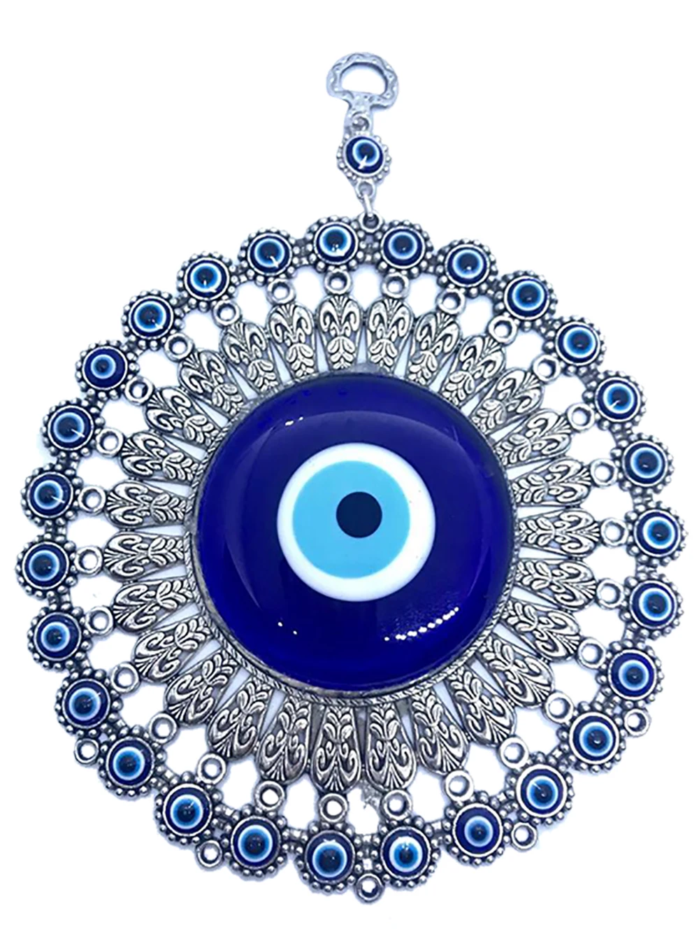 

Large Size Glass Flower Design Turkish Blue Evil Eye Wall Hanging – Turkish Nazar Bead - Wall Decor